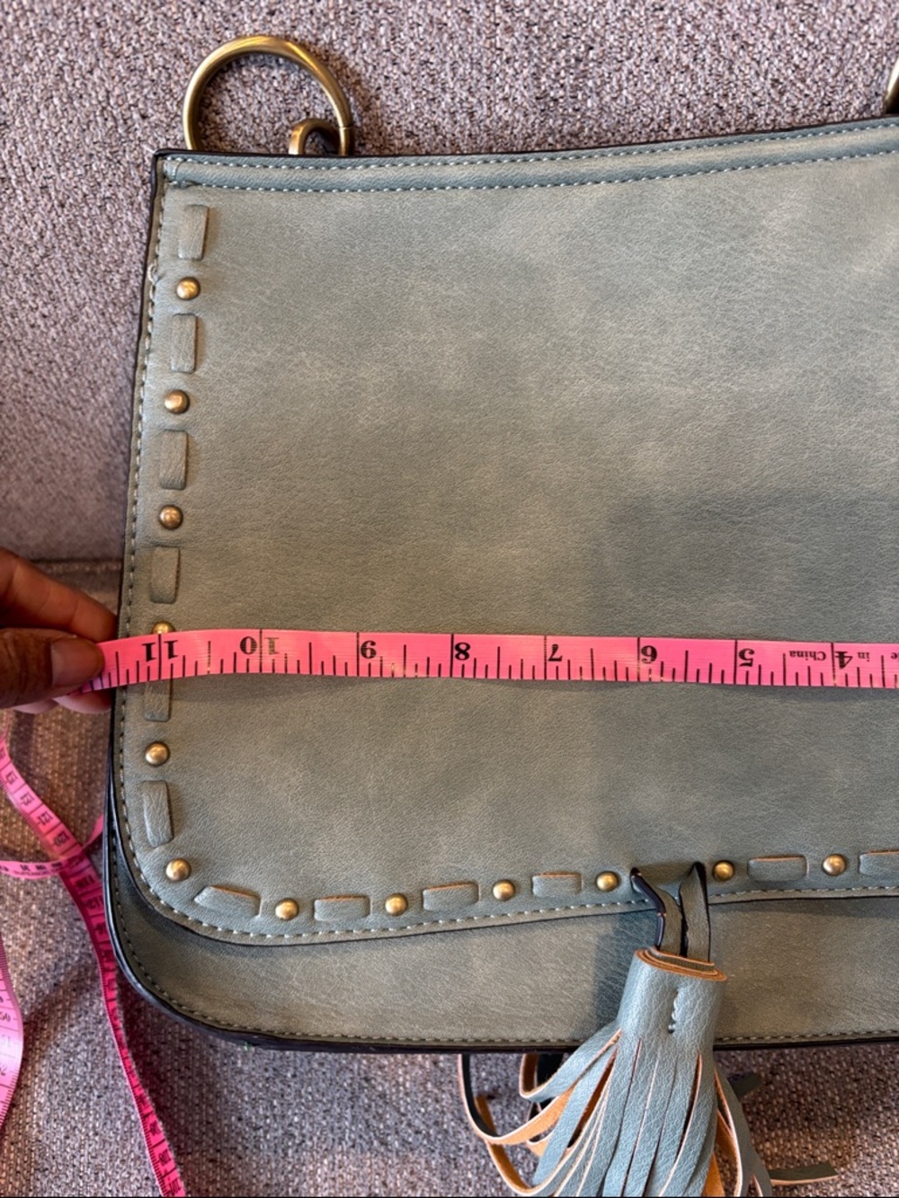 Jen & CoTeal Crossbody Shoulder Bag with Woven Strap and Tassel - Picture 10 of 12